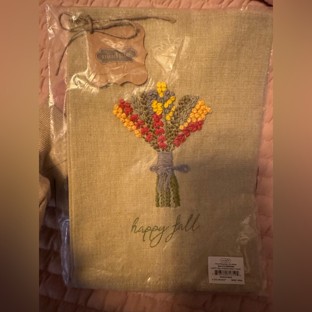 Mud Pie Happy Fall French Knot Towel